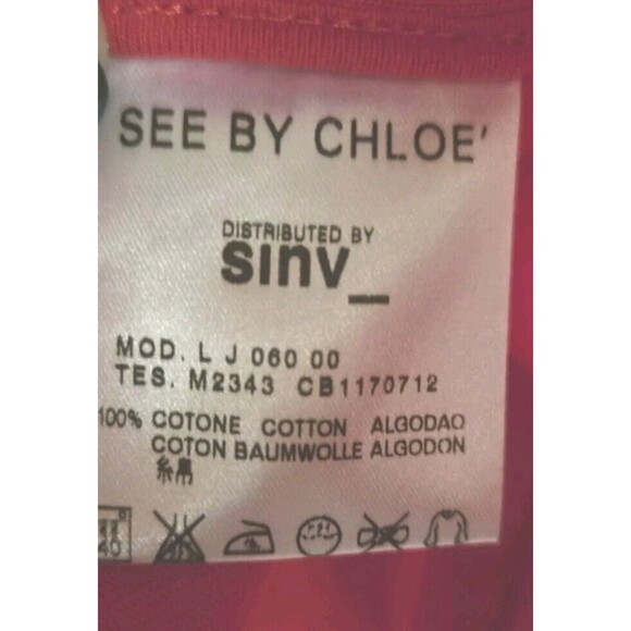 See By Chloe Crop Bolero Jacket Women's 2 Red Hooded %100 Cotton Pockets - Picture 7 of 8